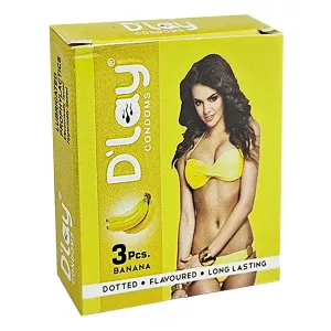 D'Lay Long Lasting Dotted Banana Flavoured Condom 3's Pack